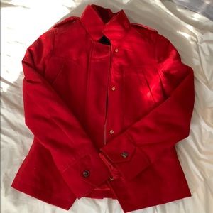 Red pea coat